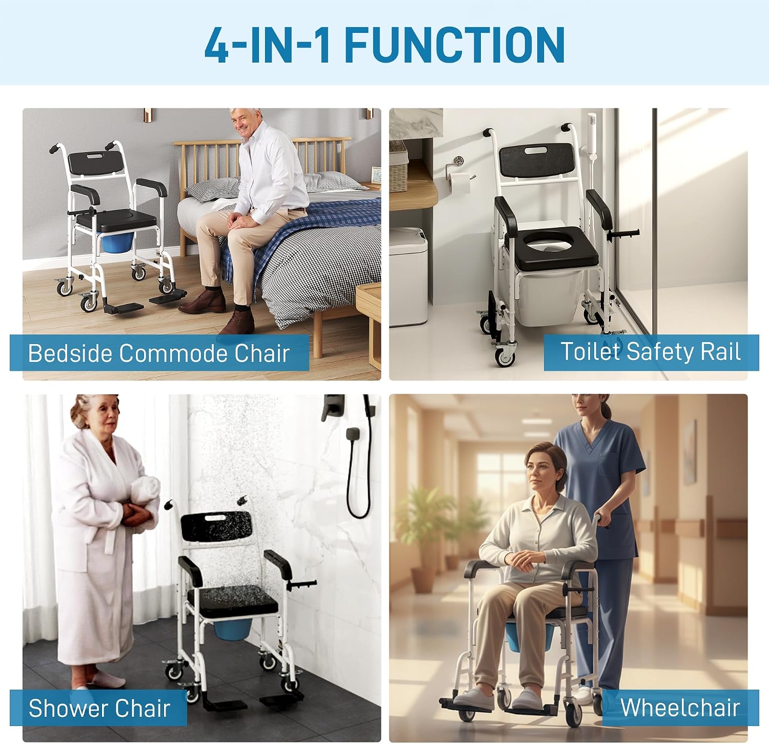 Shower Commode Chair with Wheels 3